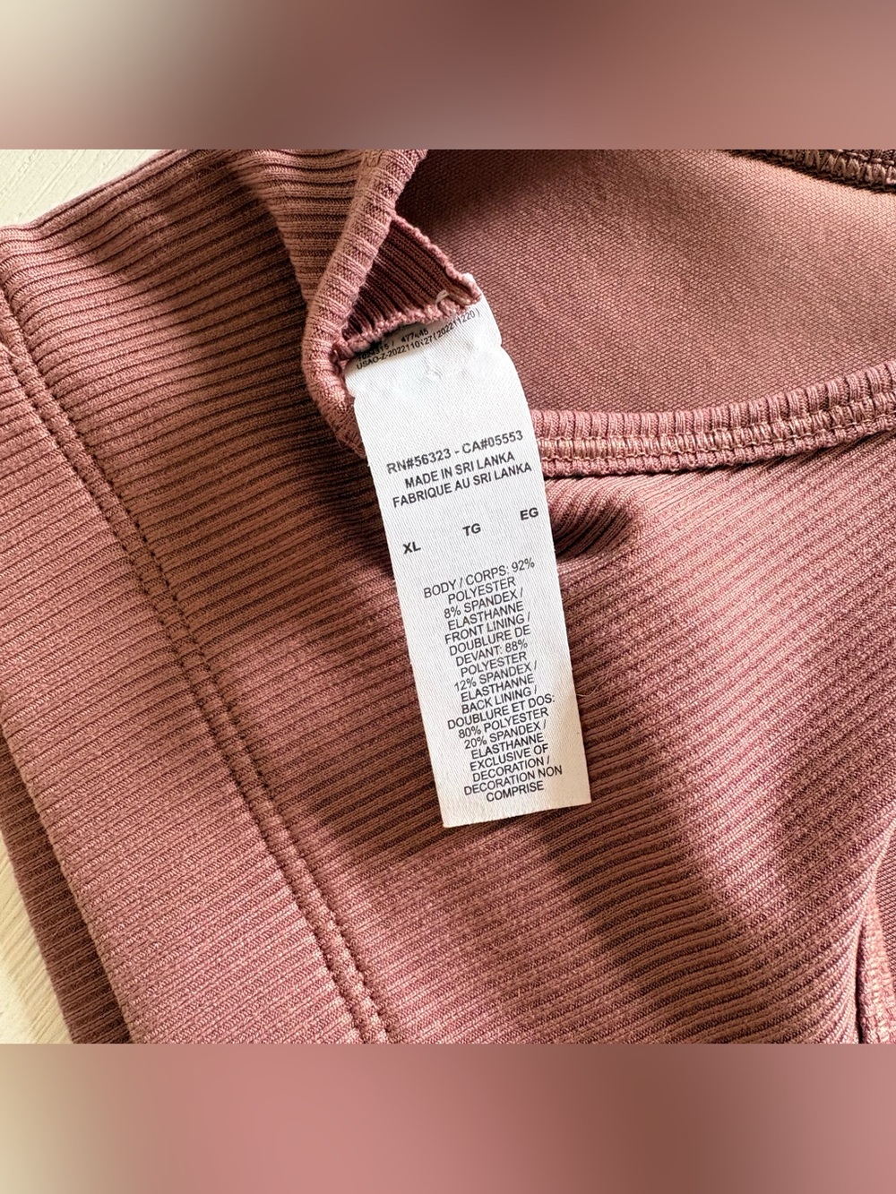 Nike Ribbed Sports Bra in Mauve Rose with White Swoosh - Picture 3 of 3